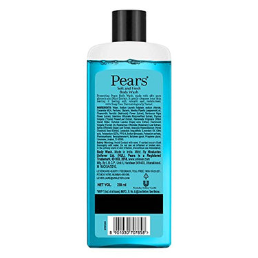 Pears Soft and Fresh Body Wash 250 ml, 98% Pure Glycerin, Liquid Shower Gel crafted with Mint Extracts for Refreshed Skin, No Paraben & 100% Soap Free (Pack of 3)